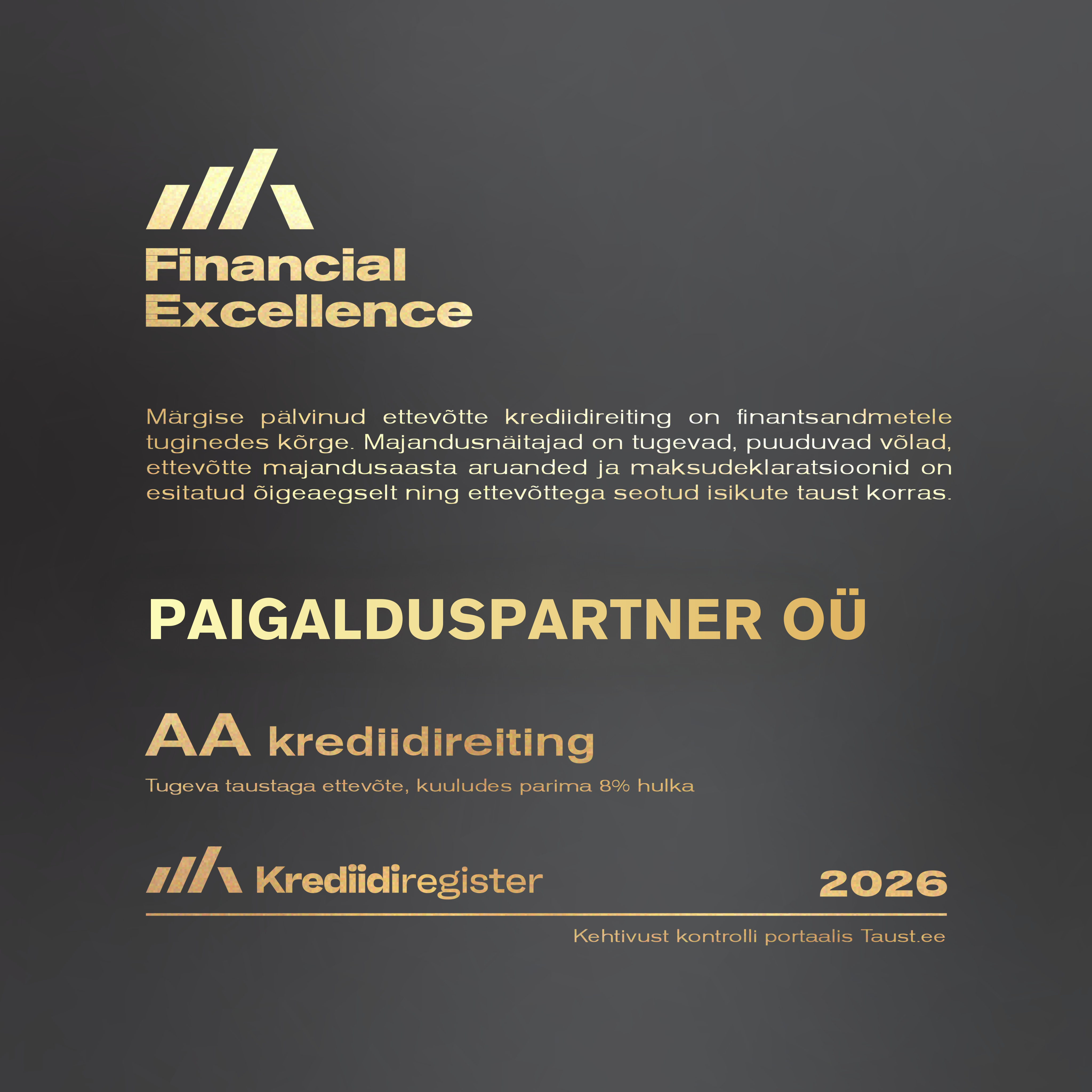 Paigalduspartner OÜ krediidireiting - taust.ee